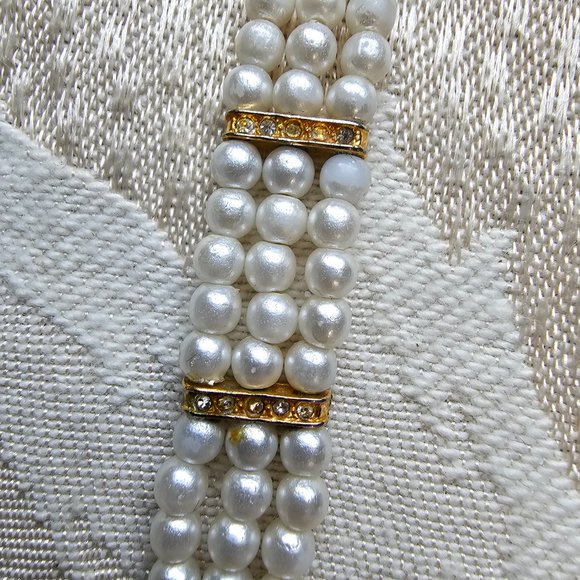 Eastman Quartz Gold Tone Pearl Rhinestone Watch - Picture 11 of 16